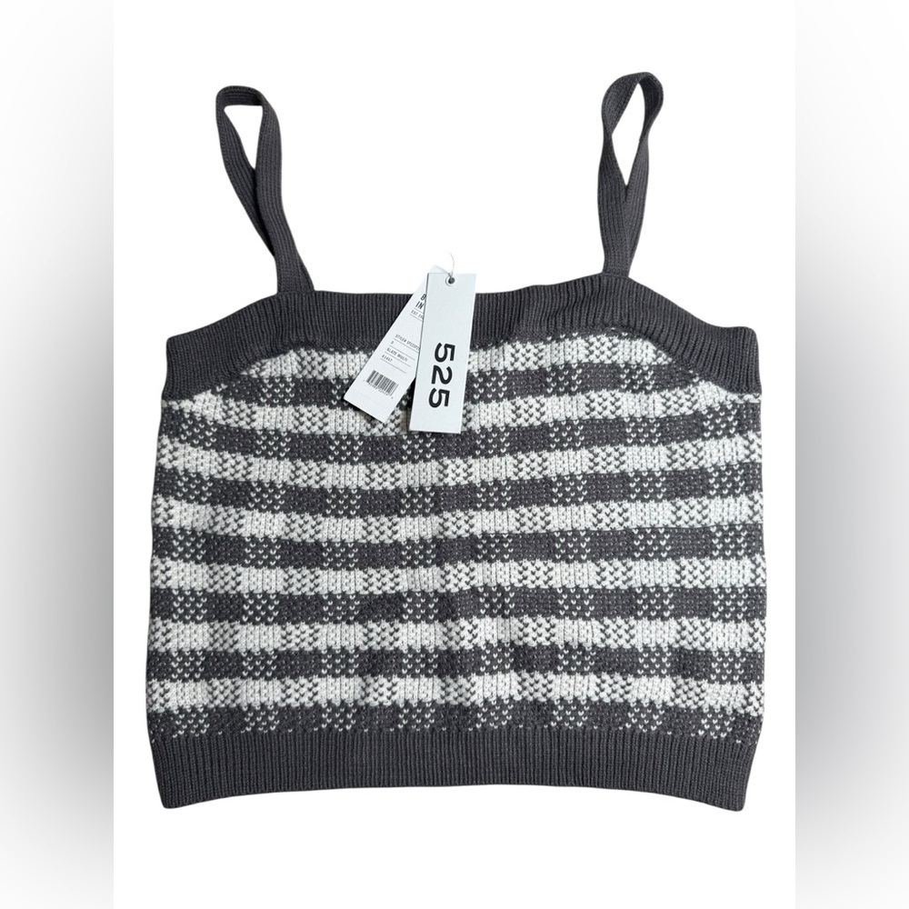 NWT 525 Gray & White Checkered Knit Cami Tank Top Size Small sweater tank